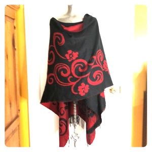 Light weight wrap in red and blue. One size.